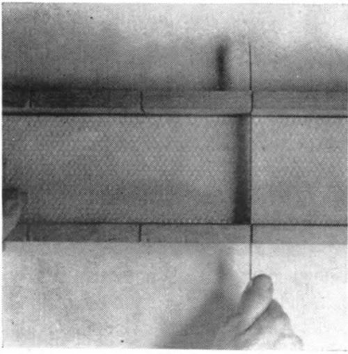 The foundation is placed in a foundation cutting box and cut into the proper lengths with a knife.
