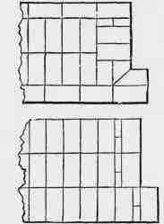 Figs. 106, 107. Whole brick square Reveal 2 feet 3 inch wall, Eng lish Bond.