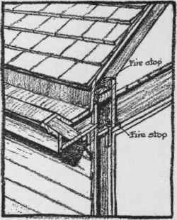 Fire, stop at end of rafters