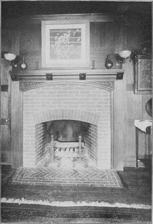 FIREPLACE IN DINING ROOM OF HOUSE FOR MR. C. M. THOMPSON, CAMBRIDGE, MASS. Cram, Goodhue & Ferguson, Architects, Boston and New York.