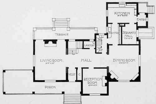 FIRST FLOOR PLAN OF SUPERINTENDENT'S HOUSE, INDIANA STEEL COMPANY, GARY, IND.