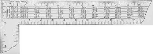 Fig. 2. Back of Blade of Steel Square, Showing Rafter Table.