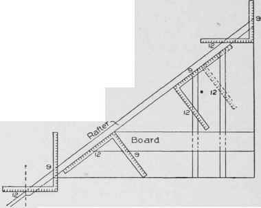Fig. 34. Laying Out Timbers of One half Gable of 3/8 Pitch Roof.