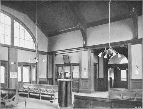 INTERIOR OF CLYBOURNE STATION OF THE CHICAGO & NORTHWESTERN RAILWAY COMPANY