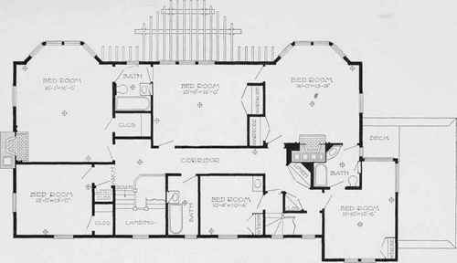 SECOND FLOOR PLAN RESIDENCE FOR MR.W.F. DUMNER COROTNADO CALIFORNIA