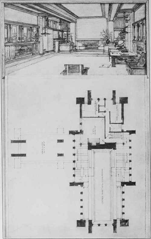 DESIGN FOR LIVING ROOM IN RESIDENCE OF MR. H. J. ULLMAN, OAK PARK, ILL.