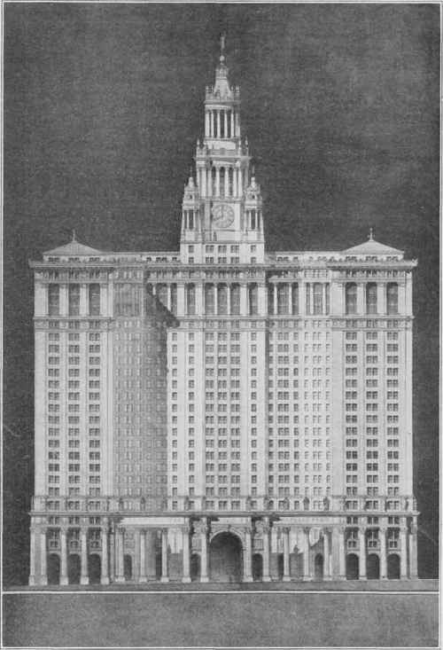 WEST ELEVATION OF MUNICIPAL OFFICE BUILDING FOR THE CITY OF NEW YORK FROM ARCHITECT'S DRAWING