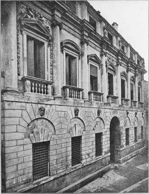 Colleonl Porto Palace, Vicenza, Italy; Andrea Palladio, Architect. A Renaissance example of the placing of an Order above an arcade.