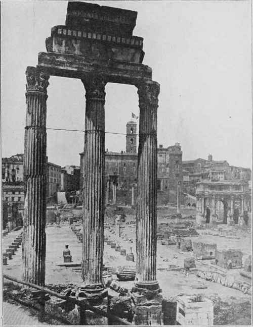 Roman Corinthian Columns from Temple of Castor and Pollux In the Forum, Rome.