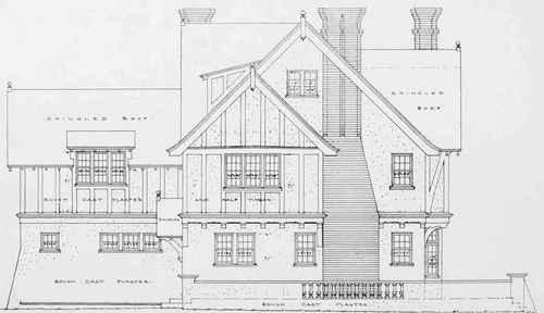 SIDE ELEVATION OF HOUSE FOR MRS. C. BIRTON ELLIS, SENECA LAKE, N. Y.