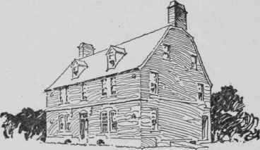 Suggestion for treatment of house showing roof in light with halt tone value to walls.