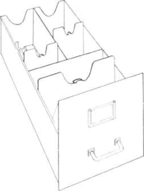 Drawer with Two Partitions for both 5 x 7 and 8 x 10 negatives.