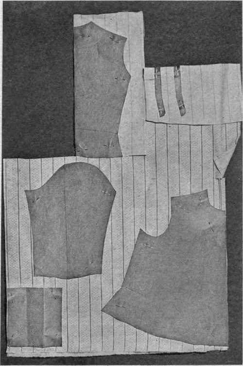 Fig. 181.   Pattern placed on material for cutting shirtwaist.