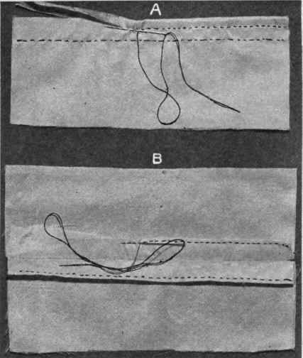 Fig. 218, A, B. Methods of finishing seams of silk dresses.