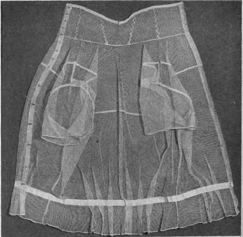 Fig. 219. Net guimpe, showing cap sleeve collar, back and waist finish, the material of guimpe having been cut away under yoke.
