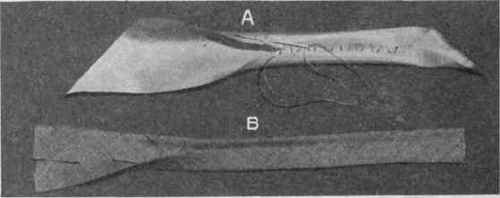 Fig. 227.   Folds, bias; A, plain fold; B, milliner's or French fold.