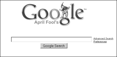 Google April Fool's search