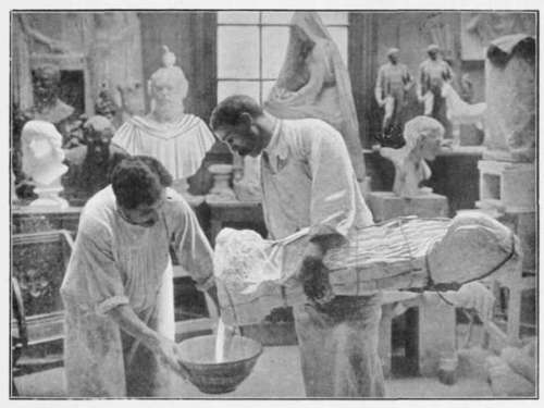 Casting in Plaster: A Demonstration. Draining the Superfluous Plaster.