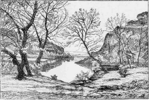 Landscape, Drawn in Charcoal without use of the Stump. By G. Allemand.