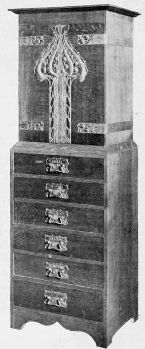 Music Cabinet in Oak, with Oxydised Copper Mounts.