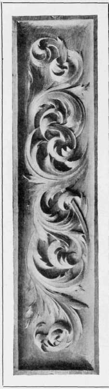 Panel in Pine. Designed and Carved by the late W. H. Grimwood.