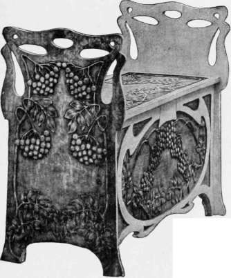 Settle, with Pyrographic Decoration executed in relief.