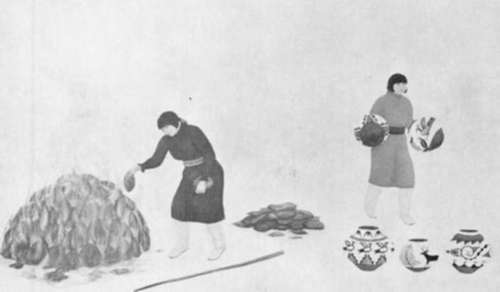Firing pueblo pottery