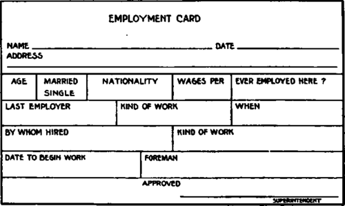 Employment Card.