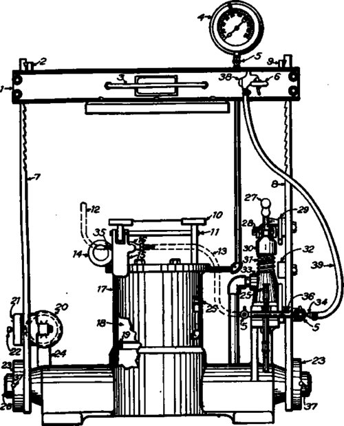 Elevation of Tabor Squeezer Showing Working Parts.