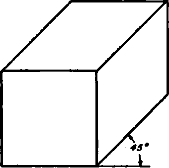 Oblique View of Cube at 45 Degrees.