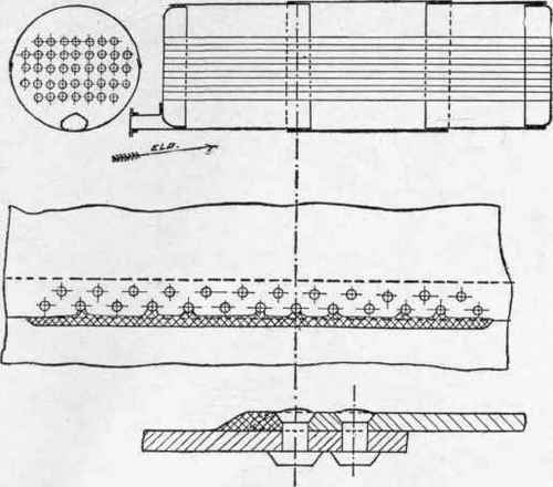 Fig. 116.   Repairs to the Wasted Seam of a Land Boiler by Electric