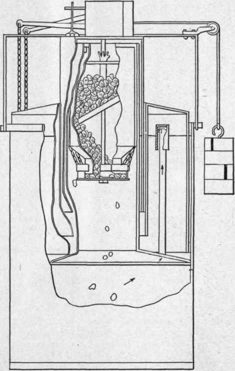 Diagram of hopper and feed mechanism. Davis carbid feed acetylene generator
