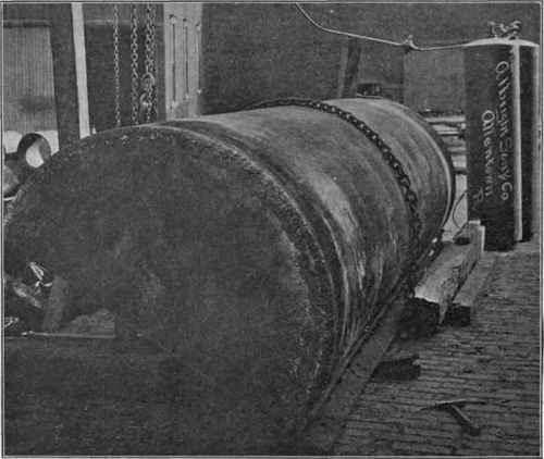 Galvanized tank witn oxy acetylene welded end piece (heat expansion would shear rivets)