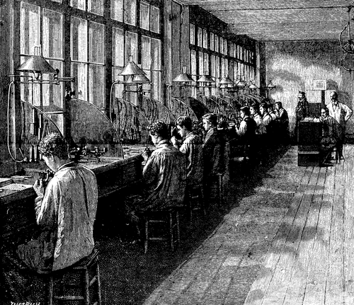 CLASS IN ESCAPEMENTS AT THE WATCH MAKING SCHOOL, GENEVA.