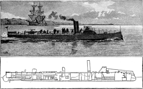 THE 'FALKE' TYPE TORPEDO BOAT, AND SECTION SHOWING GENERAL ARRANGEMENT.