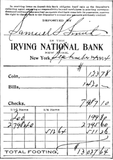 Deposit Ticket