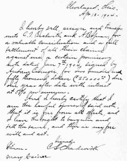 Assignment of the $250,000 Forged Carnegie Note