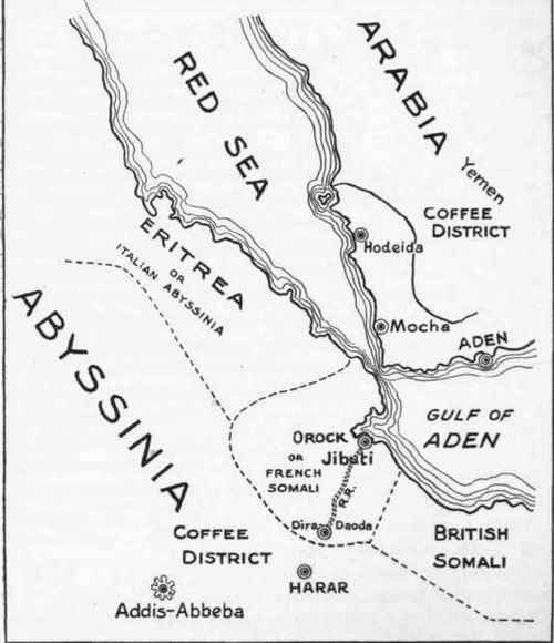 Fig. 11. Map of the coffee districts producing Mocha and Abyssinian coffees.