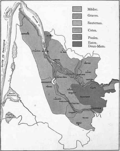 Fig. 21. Map of the areas producing different kinds of wine.