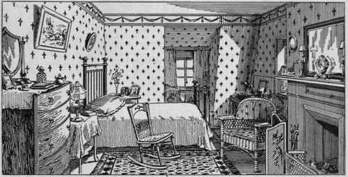 A charming bedroom, the keynote of whose arrangement is artistic simplicity, combined with comfort and daintiness