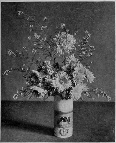 Chrysanthemums arranged in a bright pottery vase are effective if small daisies are placed among the blossoms. To preserve an effect of lightness and grace, the flowers should not be massed too closely together