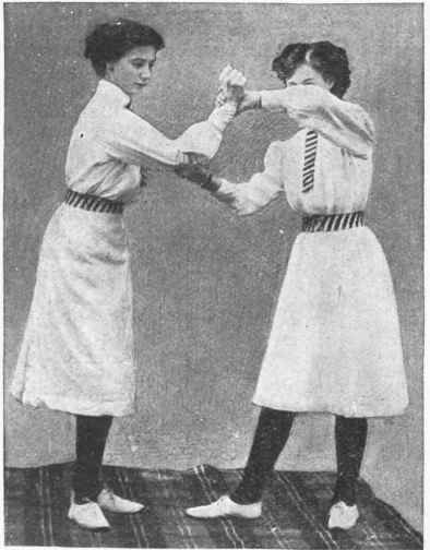 Fig. 3. The first movement in a most valuable combat trick, cap fciring the wrist and bending the arm at the elbow back upon itself