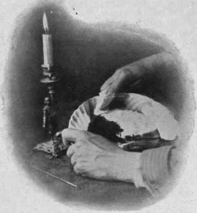 Fig. 3. When the picture is finished, the rim of the plate should be wiped clean with a soft rag, and is then ready for fixing.