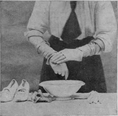 Gloves and satin slippers are best cleaned with petrol