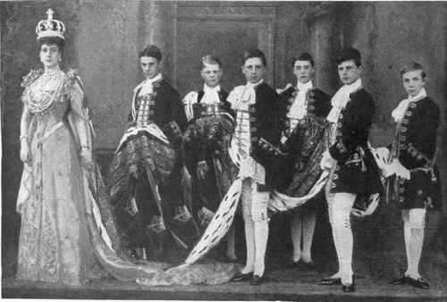 Oueen Alexandra, clad in golden sheen and sparkling with gems, made her never to be forgotten progress up the venerable