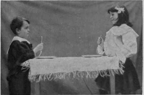 Pronging cherries with a fork. The player who, gazing into the opponent's eyes. first succeeds in pronging and eating his fruit, is the winner
