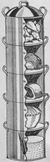 A steam cooker with four compartments