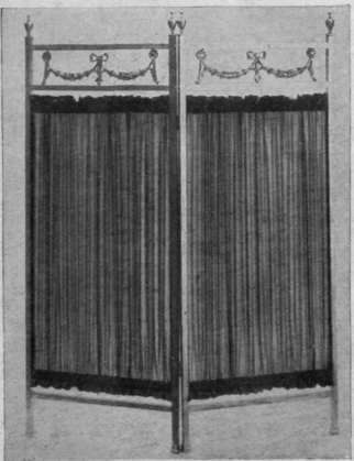 An artistic two fold screen, with fluted silk panels and ormolu decorations Messrs