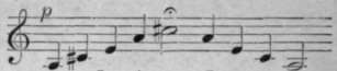 By semitones up to F