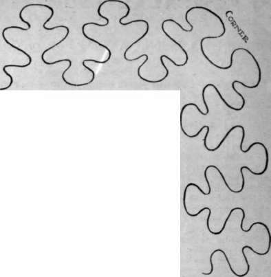 Diagram 3. Showing a corner of the tracing design more or less as desired; then take a piece of tracing paper, place it over the full size design of the curved piece for the half neck and the straight piece, and trace it carefully with a pencil